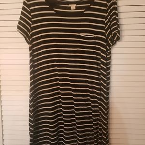 Massimo T Shirt Dress, Black and Cream Stripe